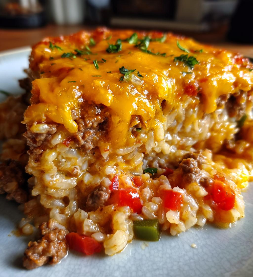cheesy hamburger rice casserole - detail 1