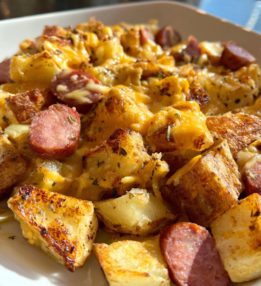 cheesy ranch potatoes and smoked sausage - detail 1