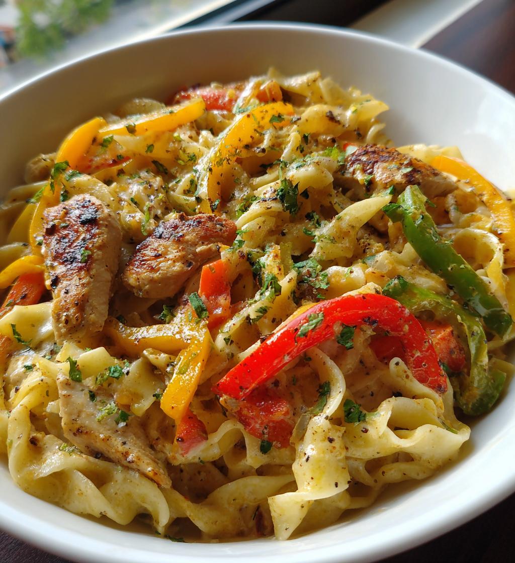 chicken fajita pasta - detail 1