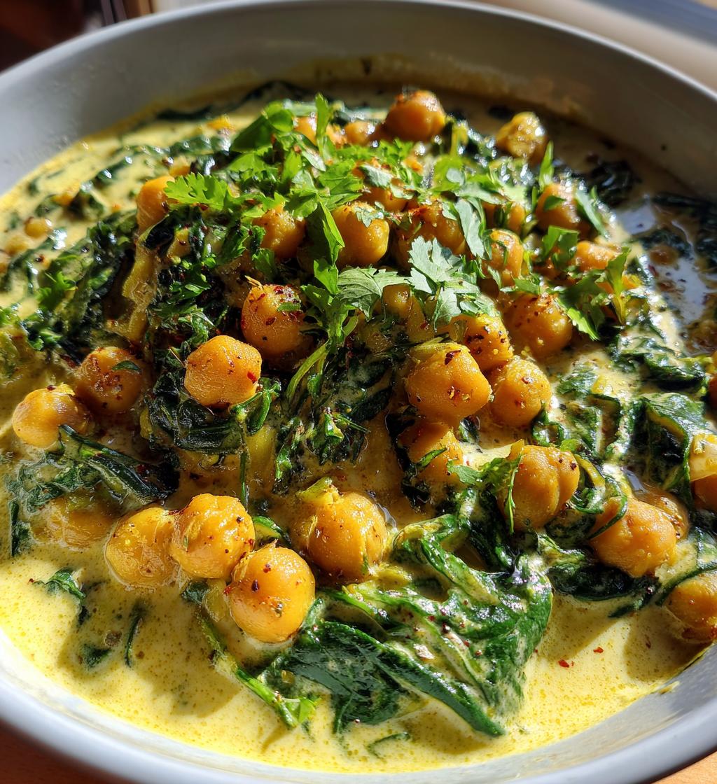 chickpea spinach coconut curry - detail 1