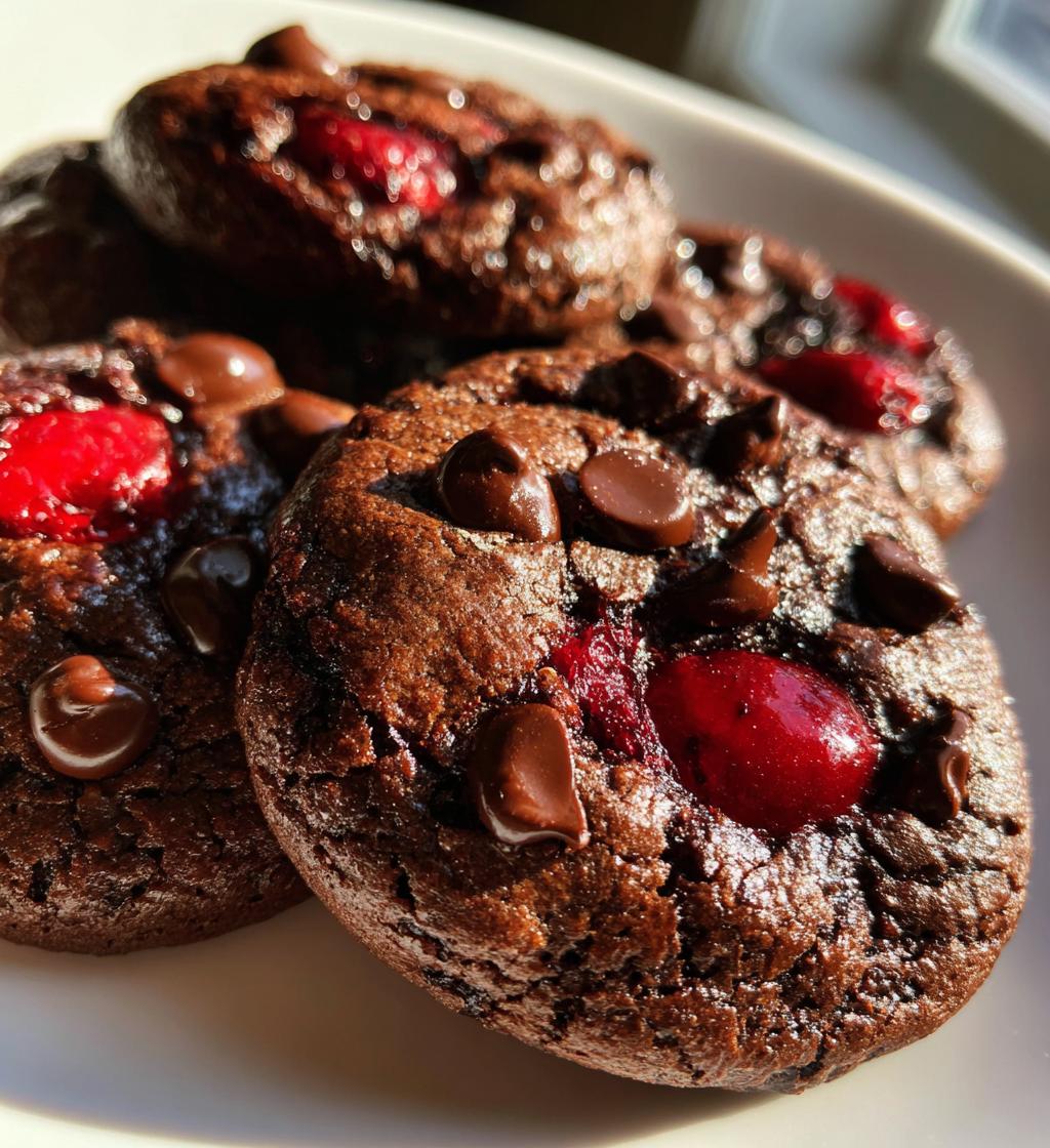 chocolate cherry cookies - detail 1