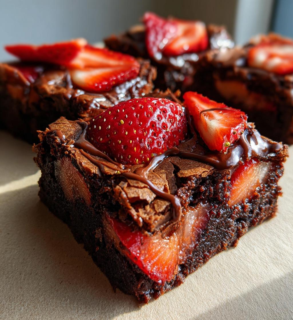 chocolate covered strawberry brownies - detail 1