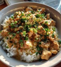 coconut chicken rice bowl