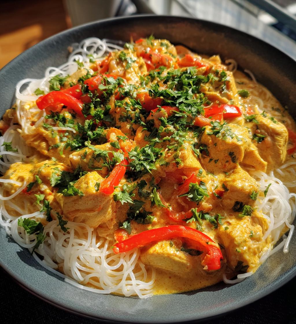 coconut curry chicken with rice noodles - detail 1