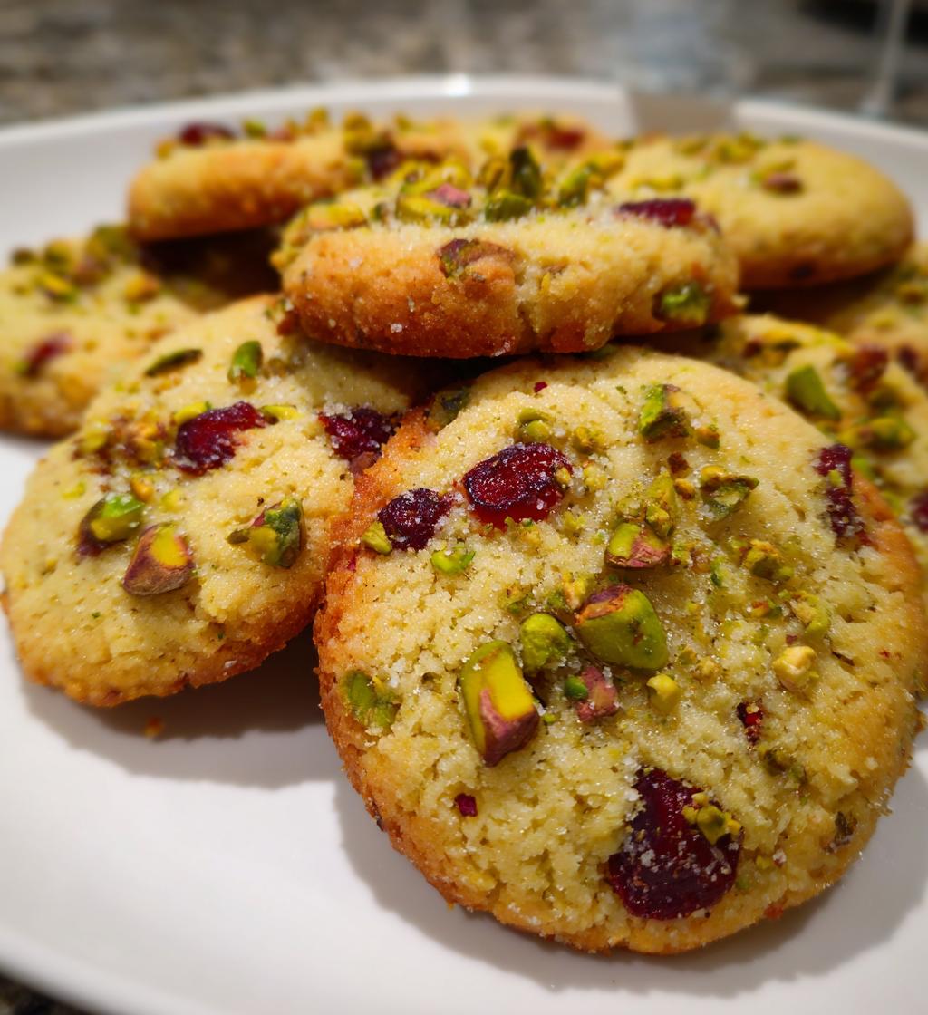 cranberry pistachio shortbread cookies