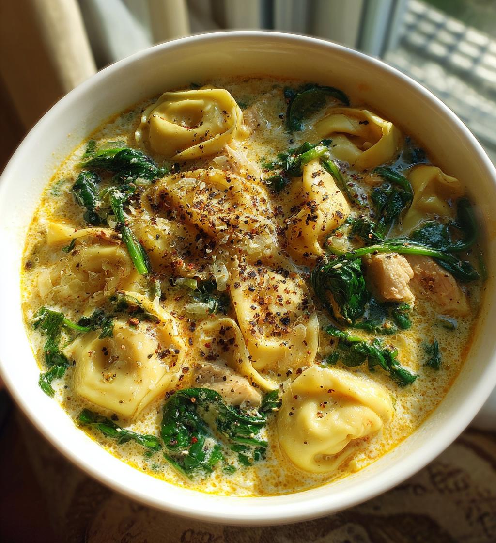 creamy chicken tortellini soup - detail 1