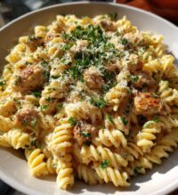 creamy garlic butter chicken rotini parmesan