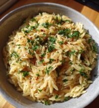 creamy garlic parmesan orzo