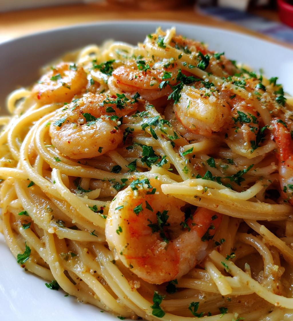 creamy garlic shrimp pasta