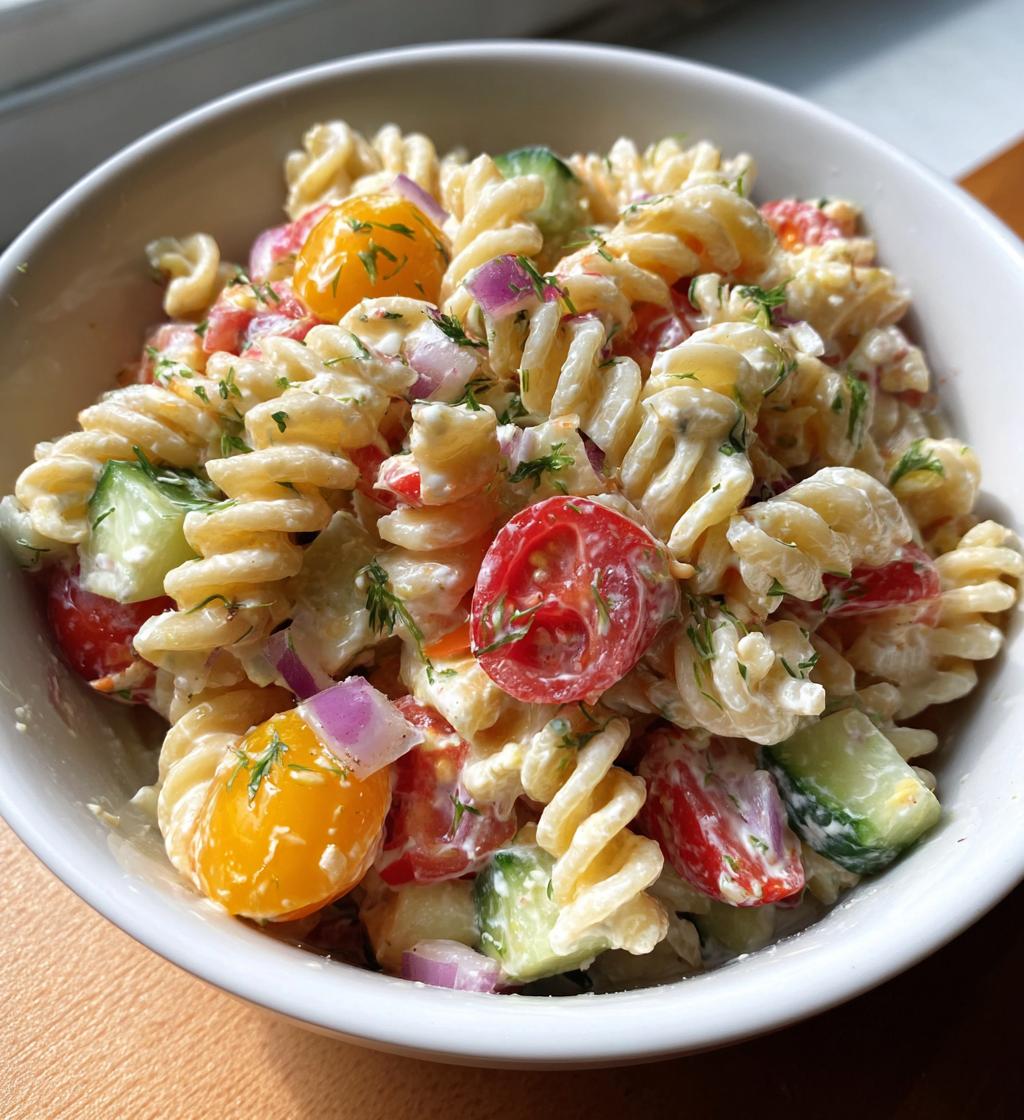 creamy high protein pasta salad - detail 1