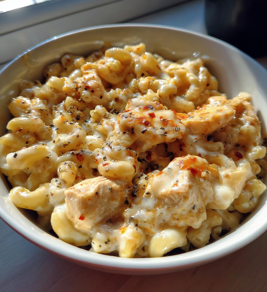 creamy honey pepper chicken mac and cheese delight