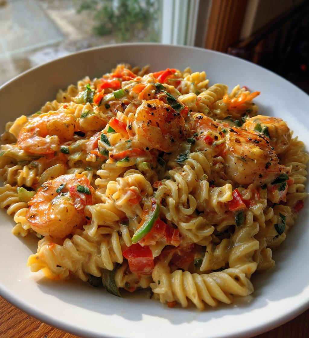 creamy jamaican shrimp rasta pasta - detail 1