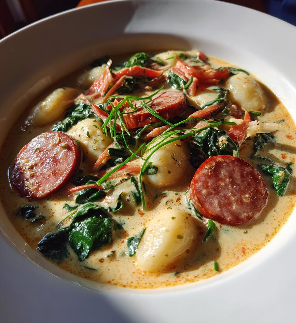 creamy kielbasa gnocchi soup