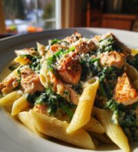 creamy salmon and spinach pasta