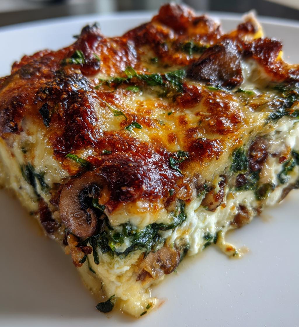 creamy spinach mushroom lasagna - detail 1