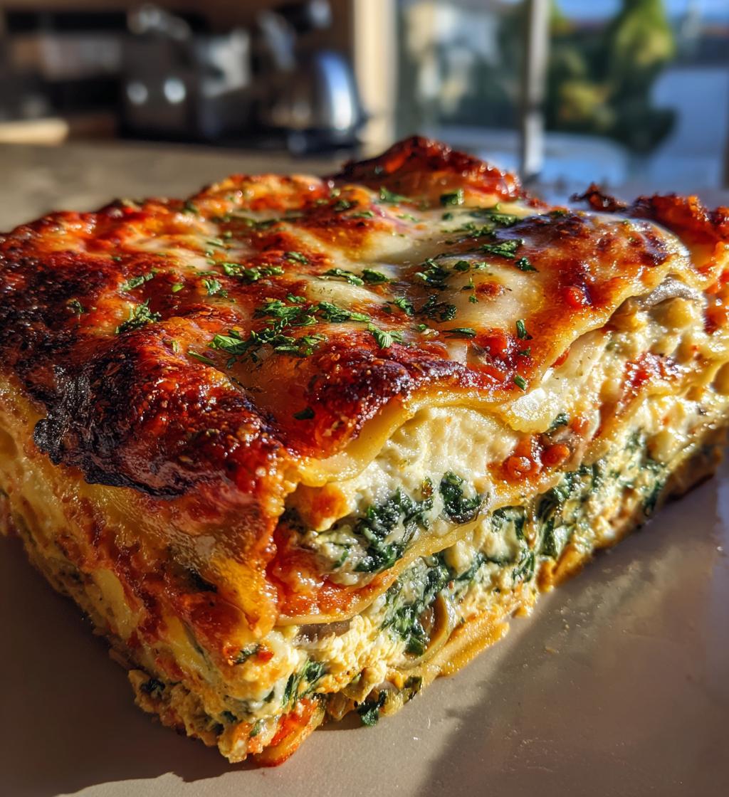 creamy spinach mushroom lasagna