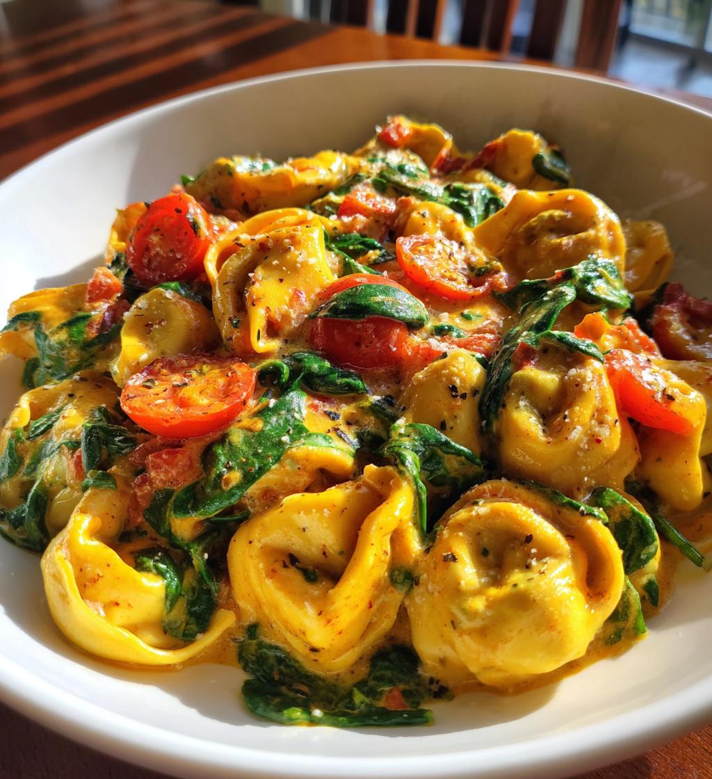 creamy spinach tomato tortellini - detail 1