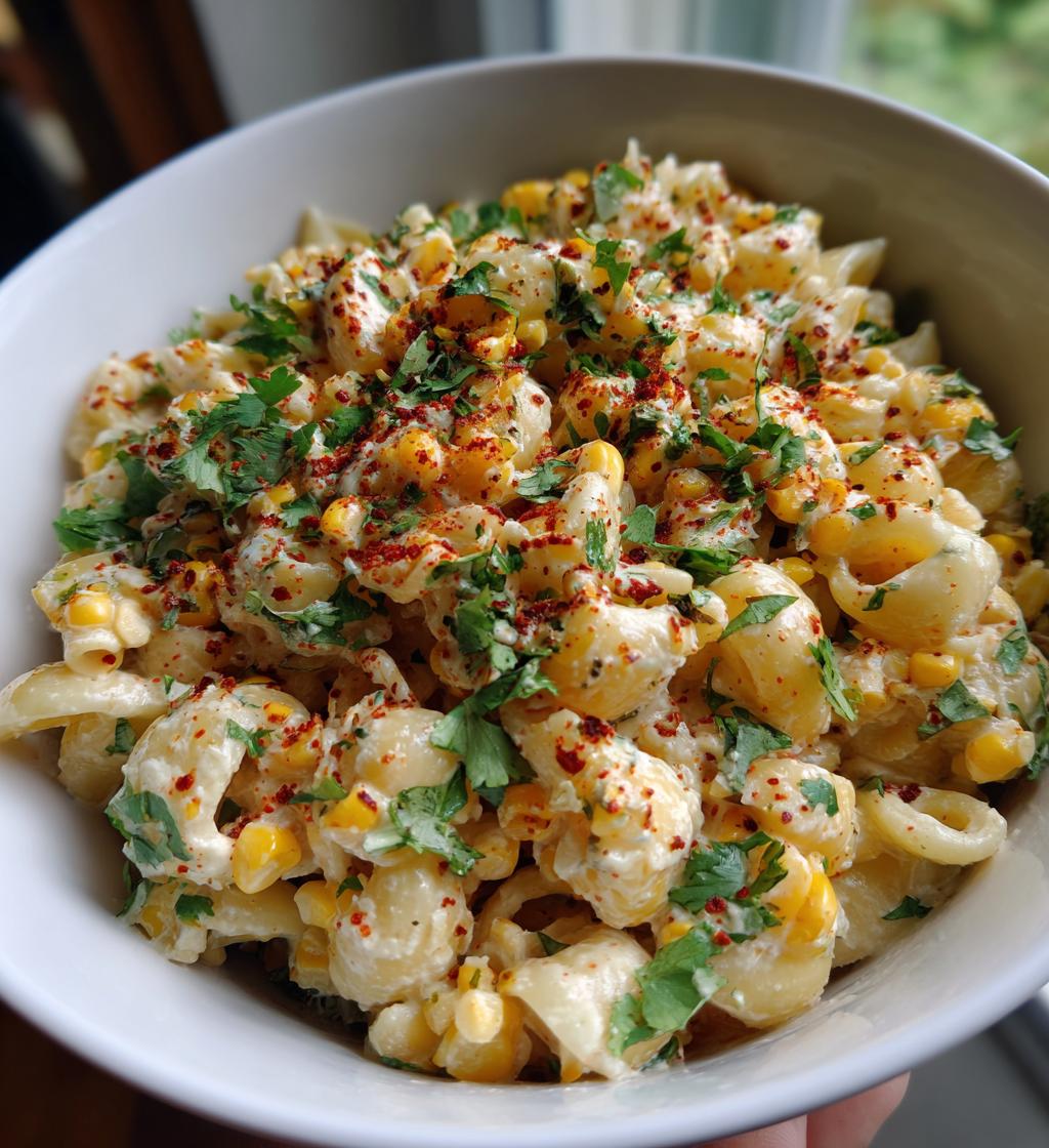 creamy street corn pasta salad - detail 1