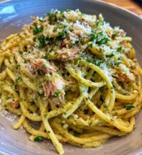 creamy tuna pesto pasta