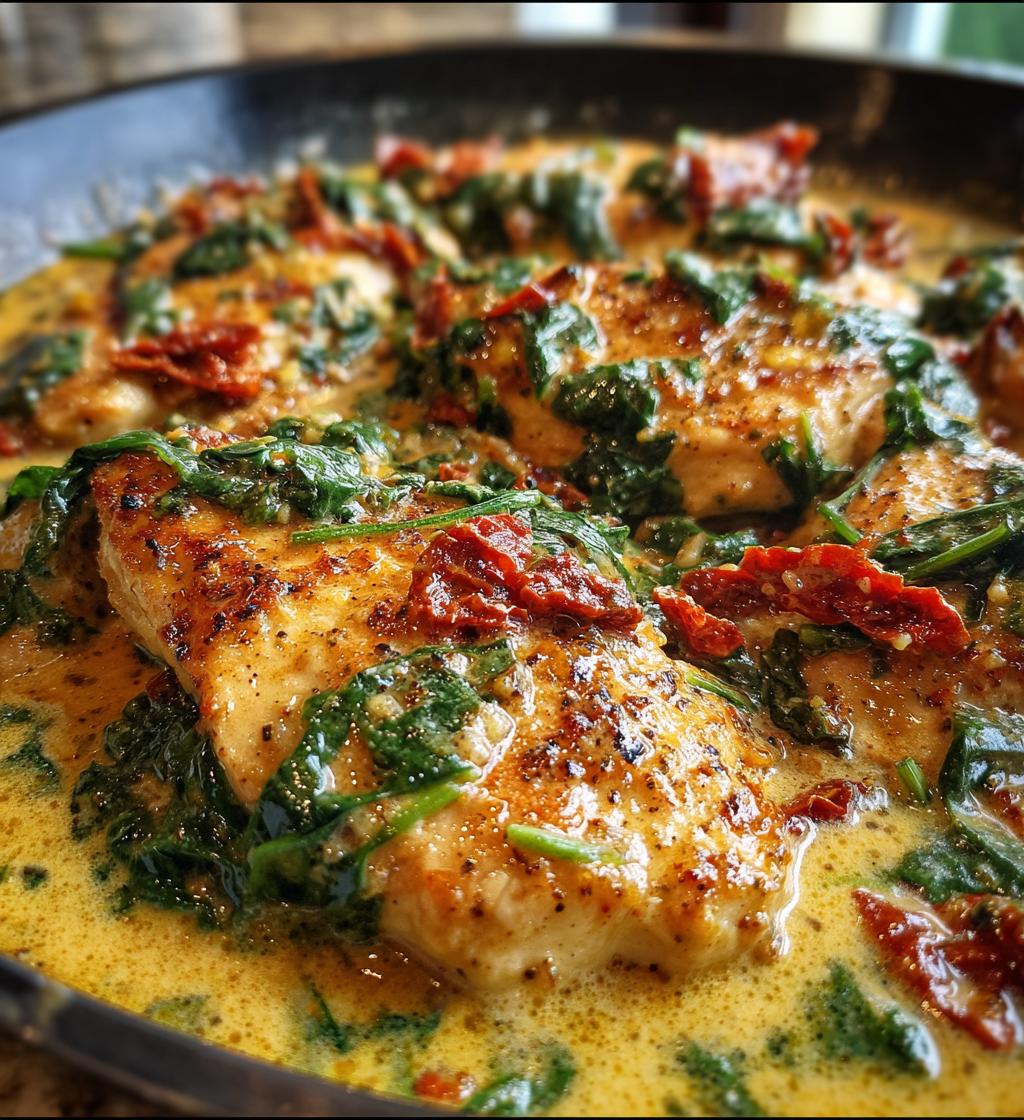creamy tuscan chicken skillet - detail 1