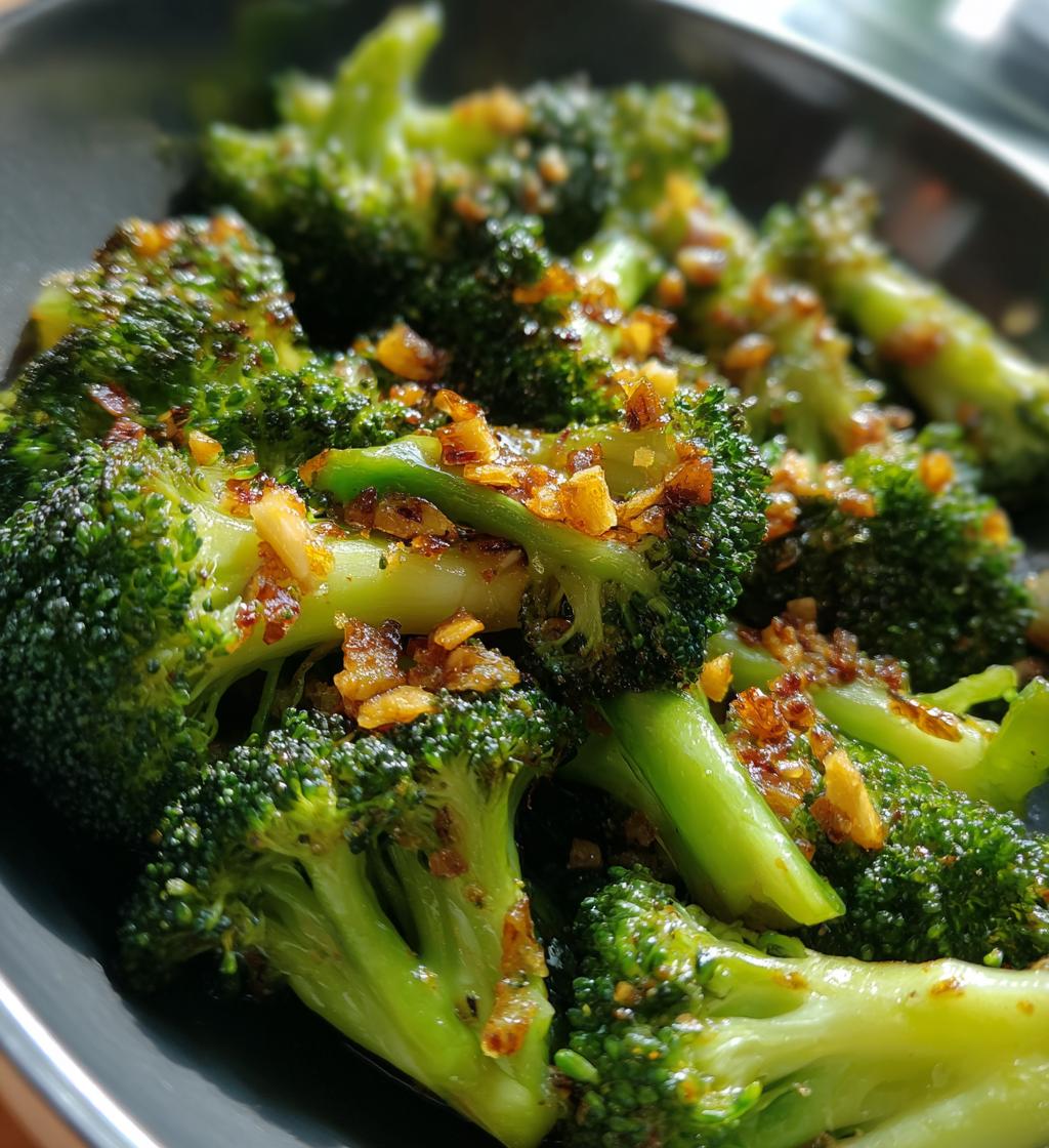 crispy garlic air fryer broccoli - detail 1