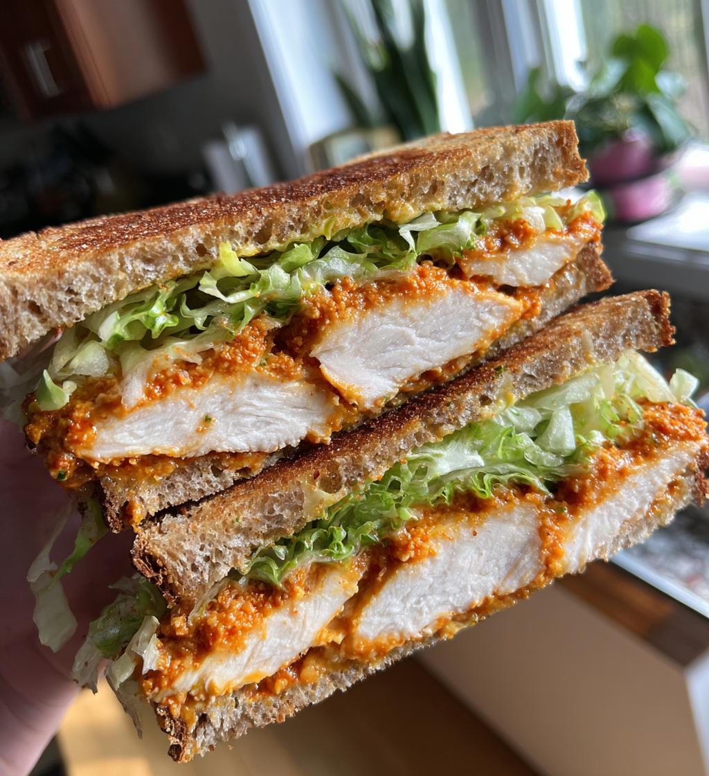 crunchy chicken romesco sandwich