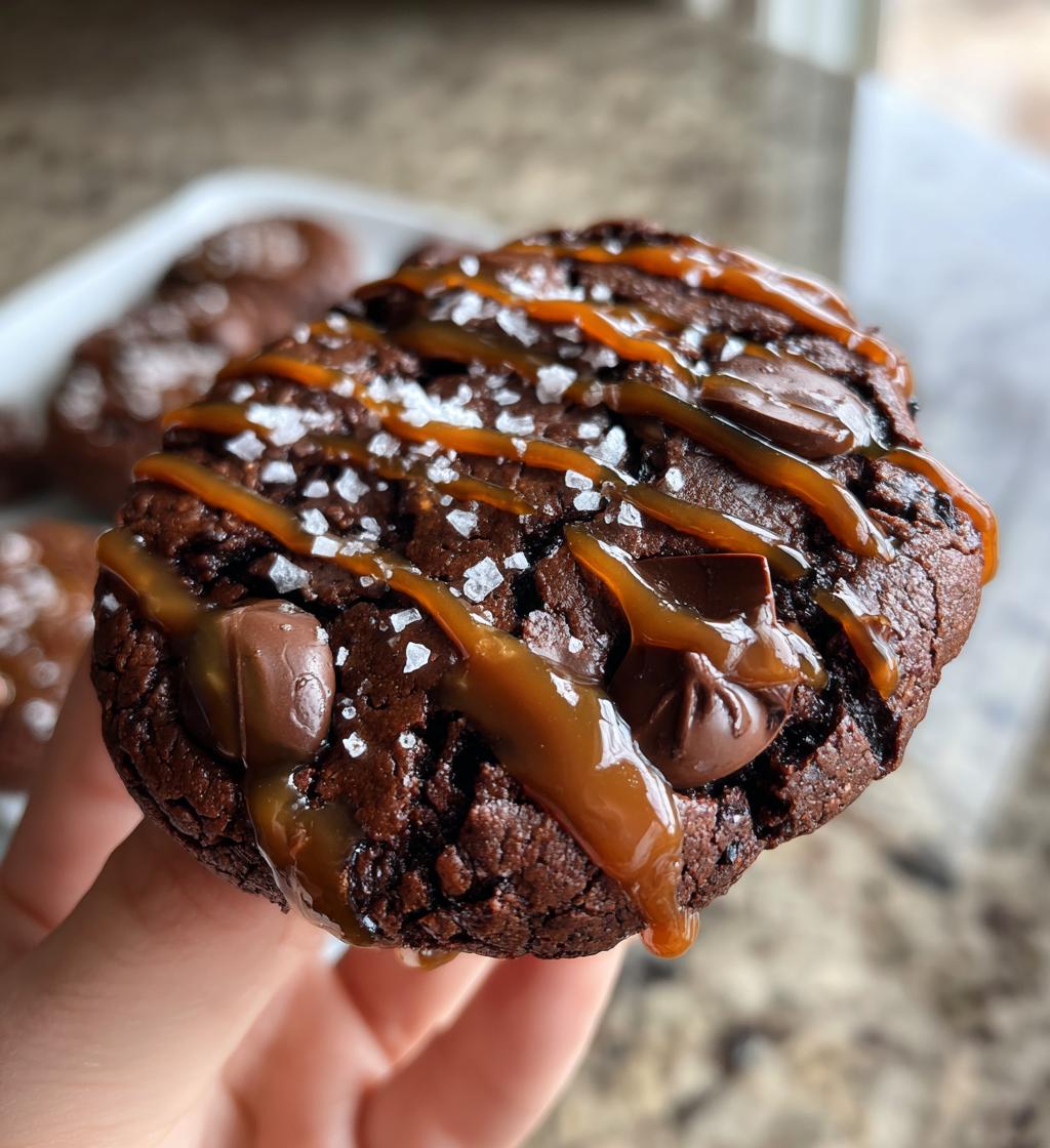 double chocolate salted caramel cookies - detail 1