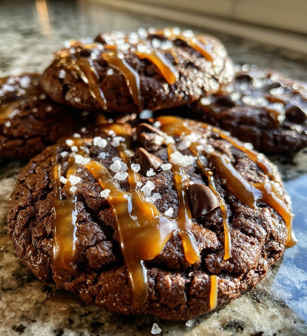 double chocolate salted caramel cookies
