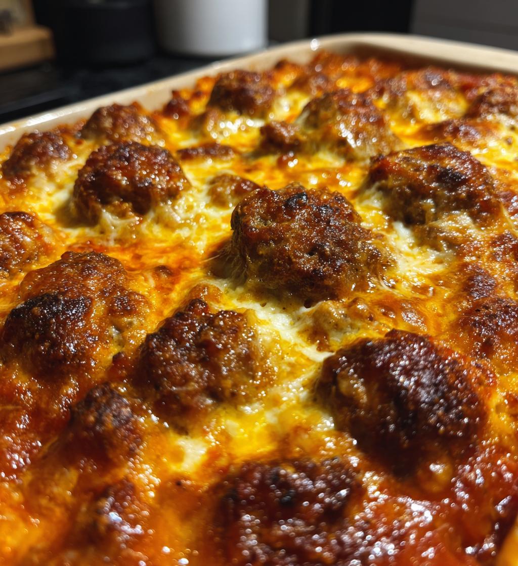 dump and bake meatball casserole - detail 1