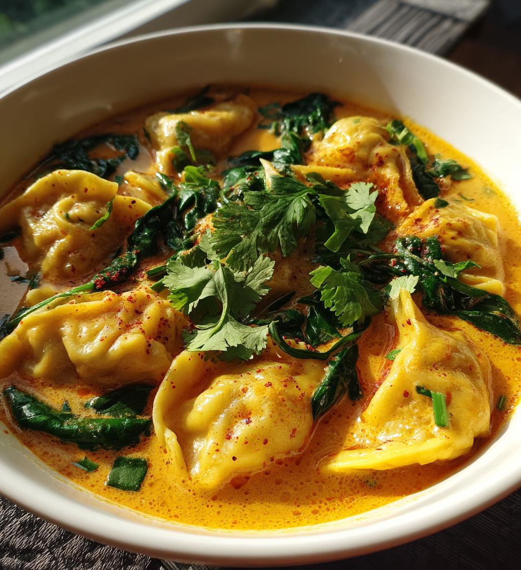 easy thai red curry dumpling soup - detail 1