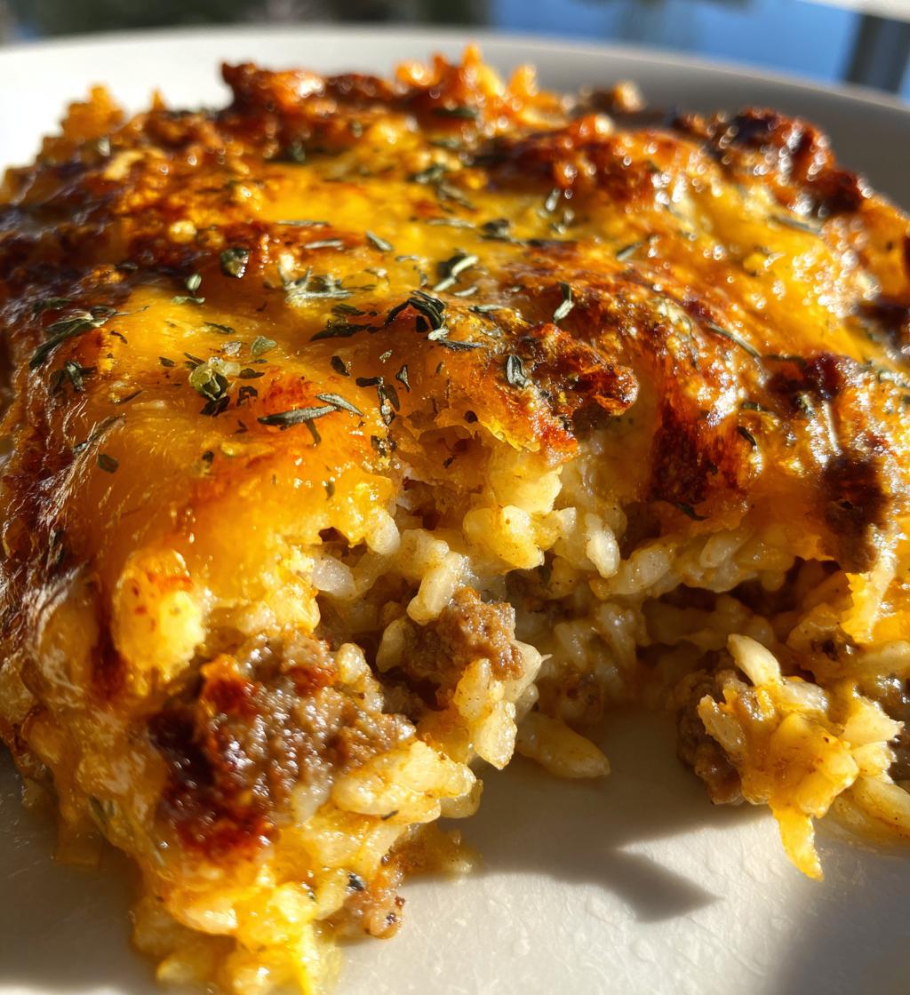 french onion ground beef and rice casserole - detail 1