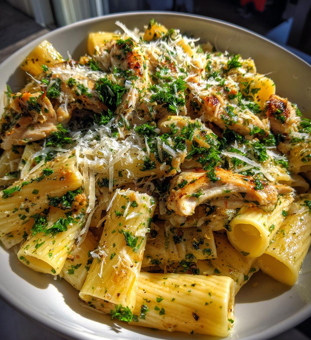 garlic butter chicken with rigatoni and parmesan - detail 1