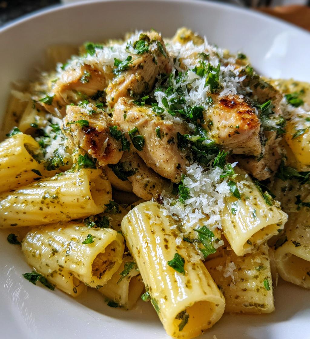 garlic butter chicken with rigatoni and parmesan