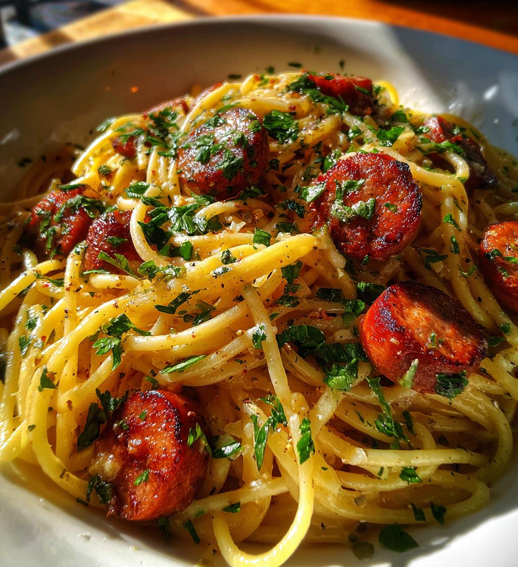 garlic butter sausage pasta