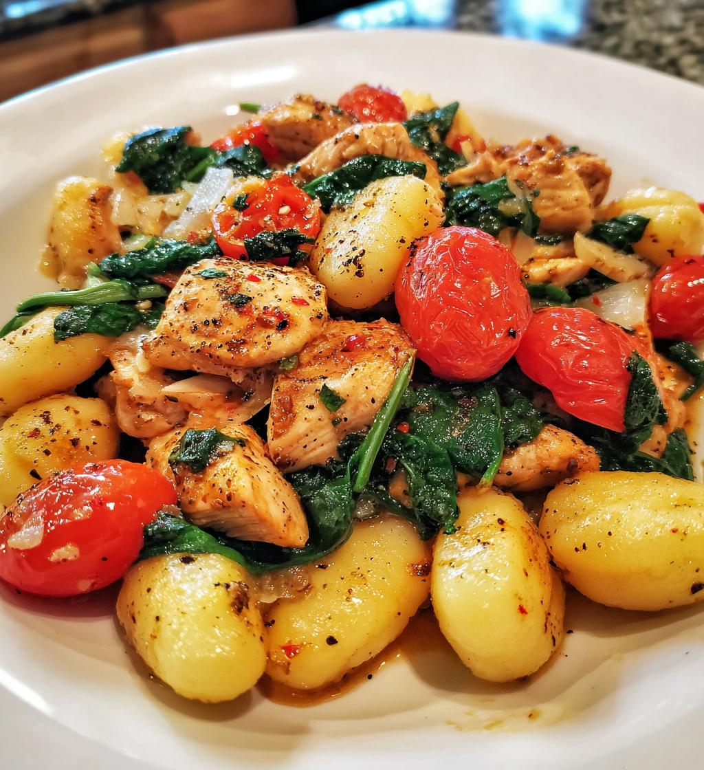 garlic chicken gnocchi skillet