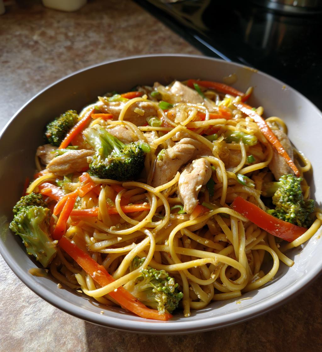 garlic chicken lo mein sauteed vegetables - detail 1