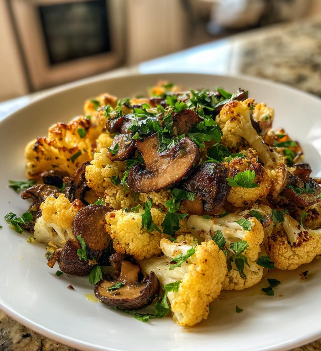 garlic mushroom cauliflower skillet - detail 1