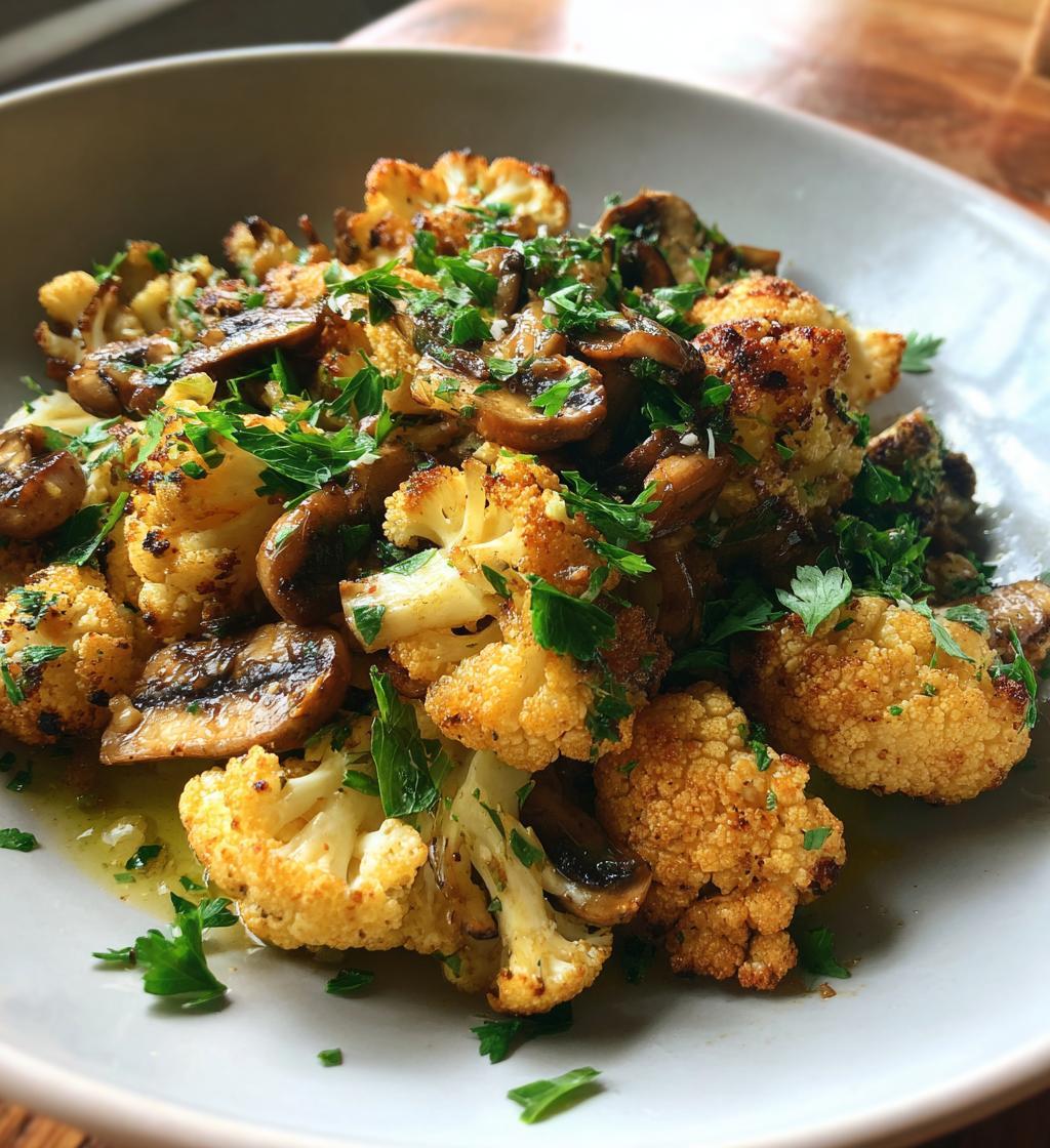garlic mushroom cauliflower skillet