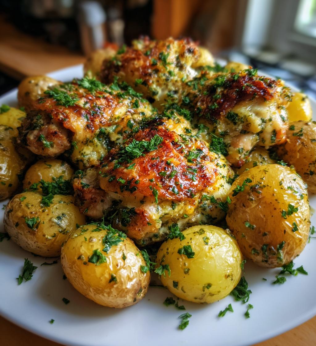 garlic parmesan chicken and potatoes - detail 1