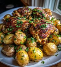 garlic parmesan chicken and potatoes