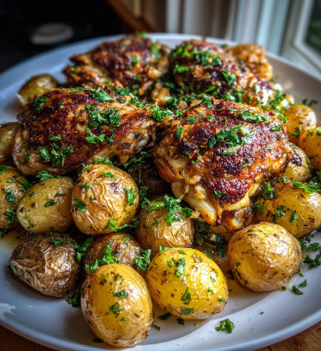 garlic parmesan chicken and potatoes