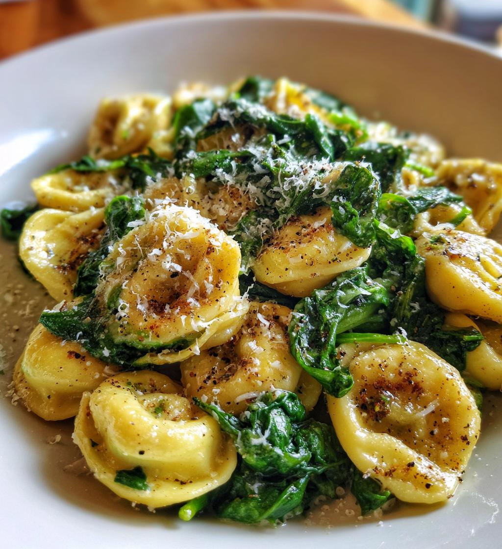 garlic spinach tortellini - detail 1
