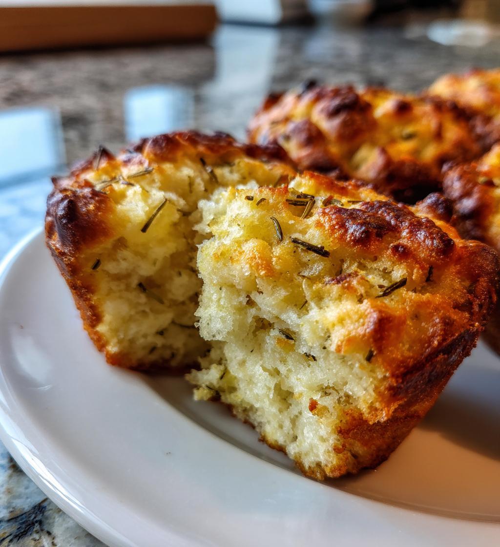 golden crust garlic rosemary focaccia muffins - detail 1