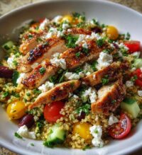 greek chicken quinoa bowl