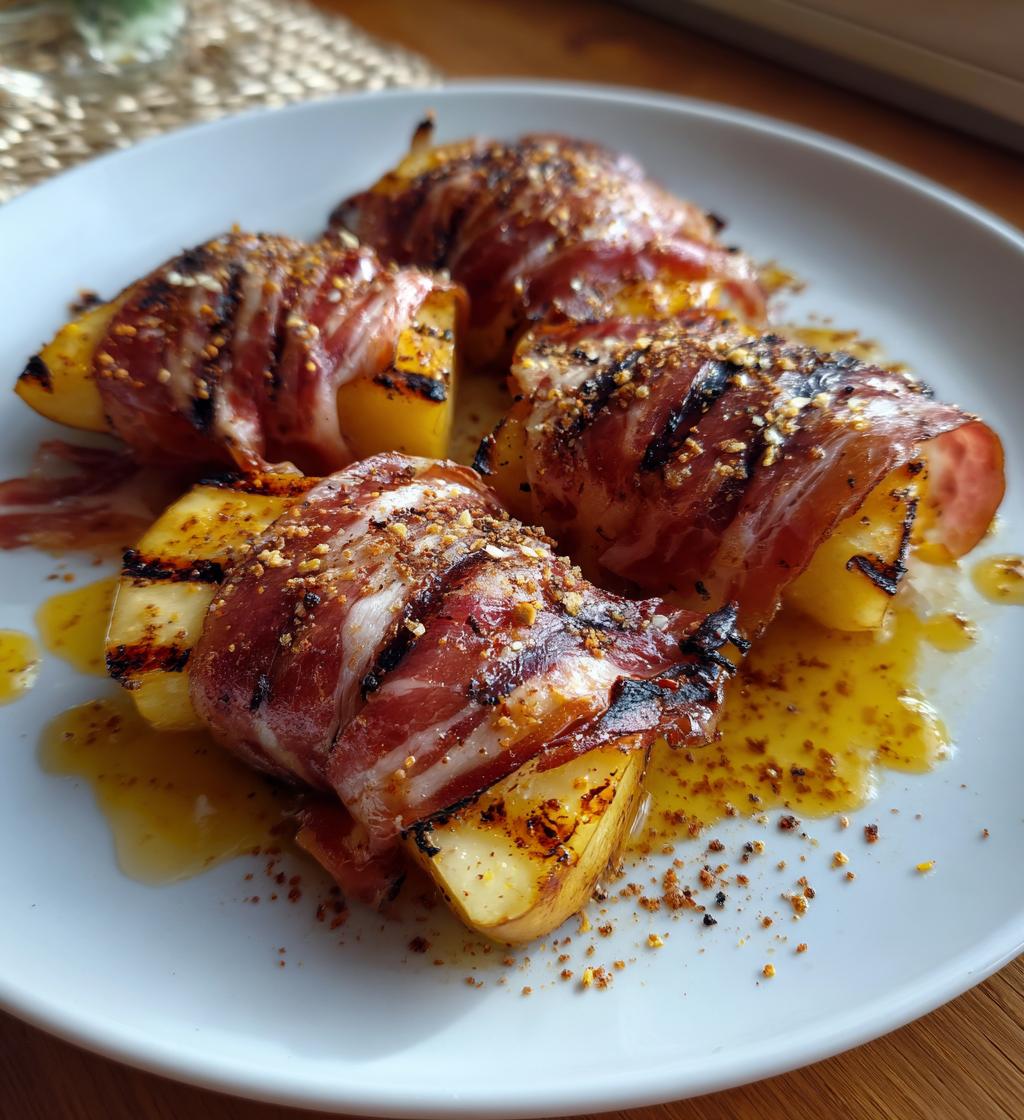 grilled apples with prosciutto and honey