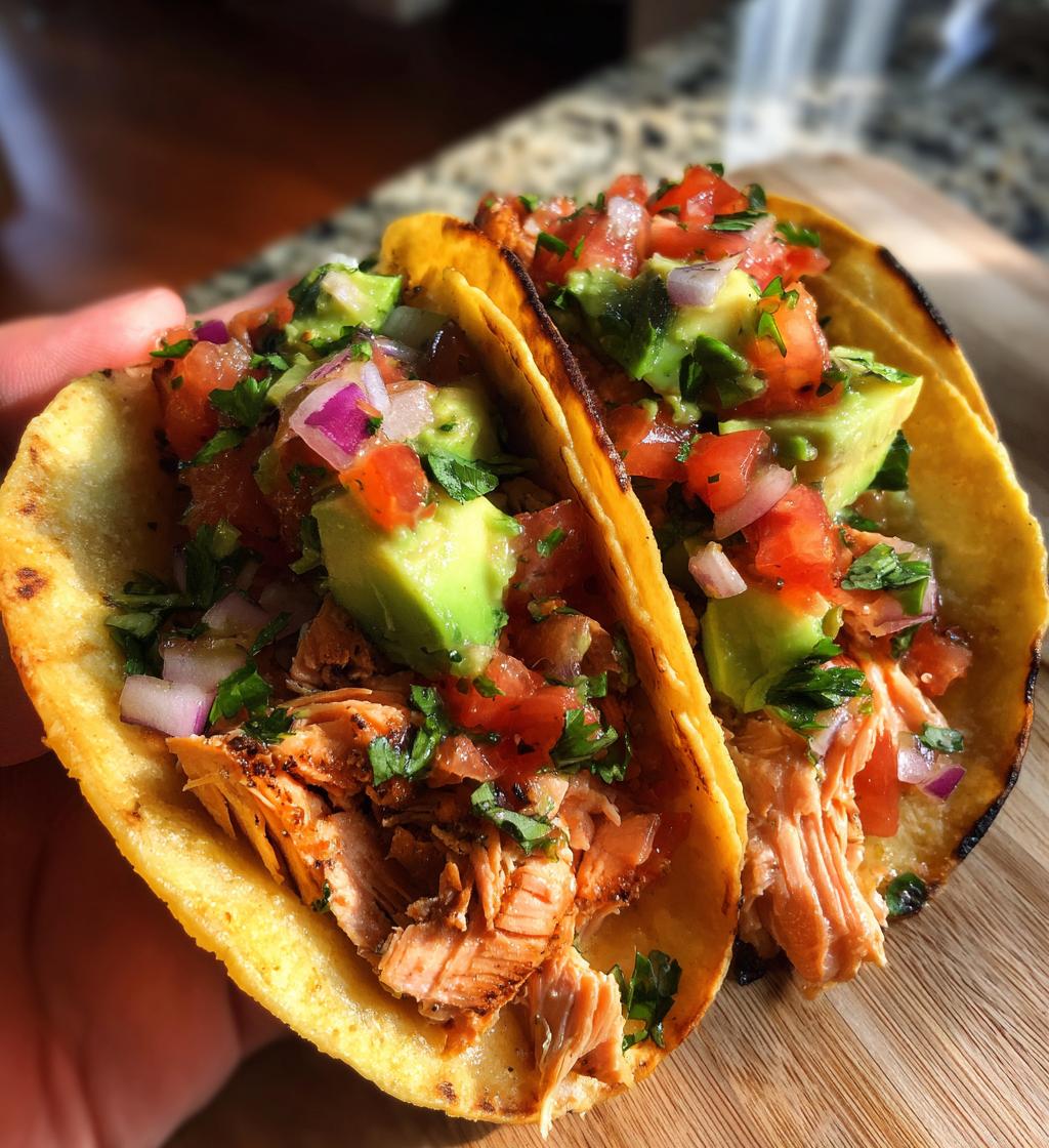 grilled salmon tacos with avocado salsa - detail 1