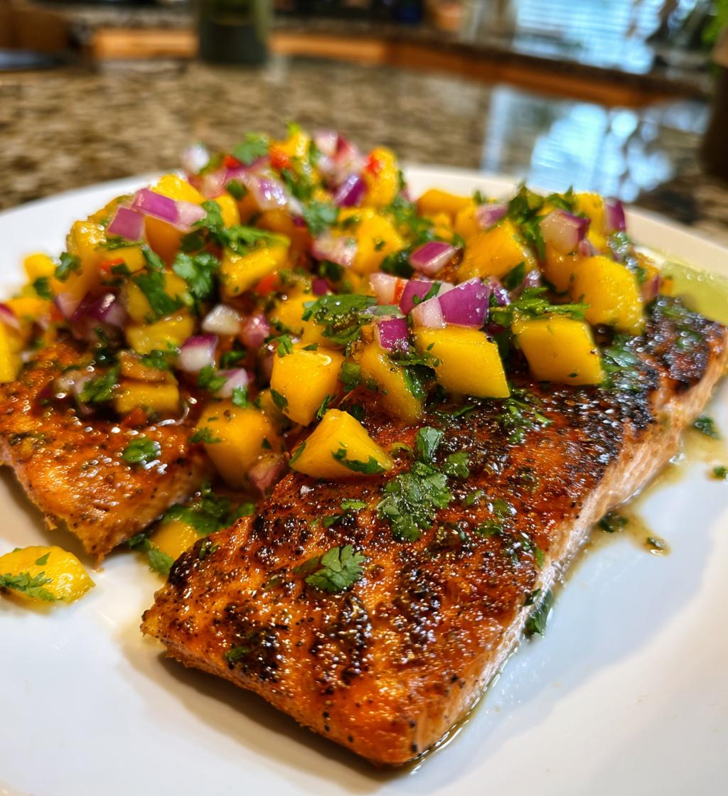 grilled salmon with mango salsa - detail 1