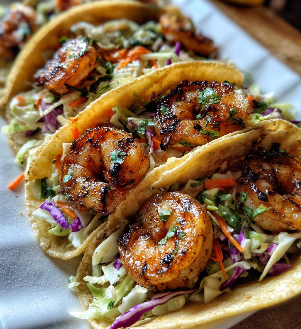 grilled shrimp tacos with cabbage slaw