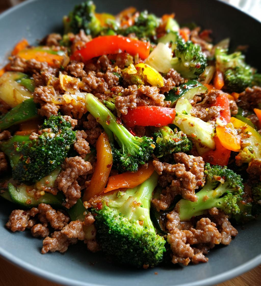 ground beef stir fry - detail 1