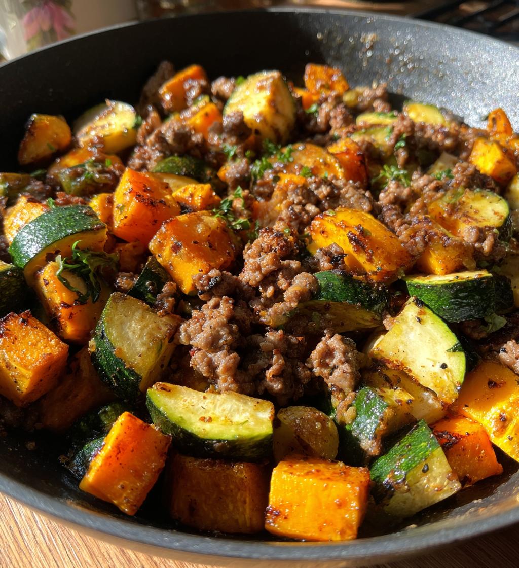 ground beef zucchini sweet potato skillet - detail 1
